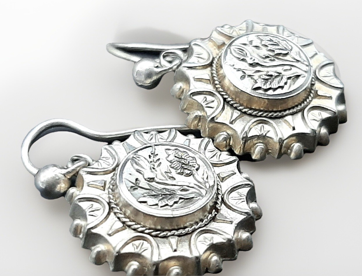 Victorian Repoussé Flowers Circular Sterling Silv… - image 5