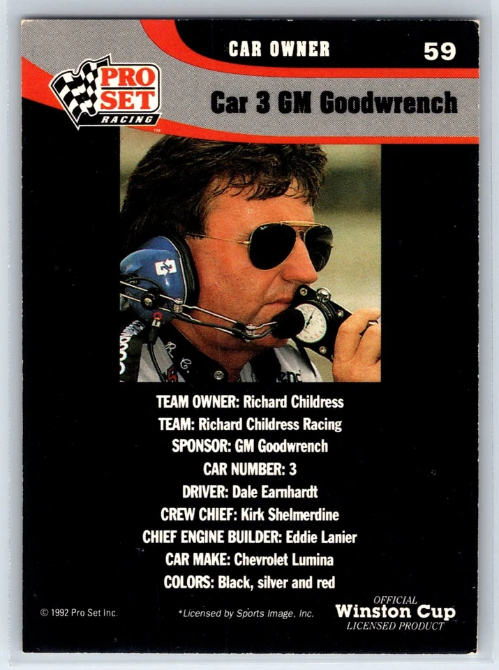 1992 Pro Set Car 3 GM Goodwrench Dale Earnhardt #59 - Image 2 of 2