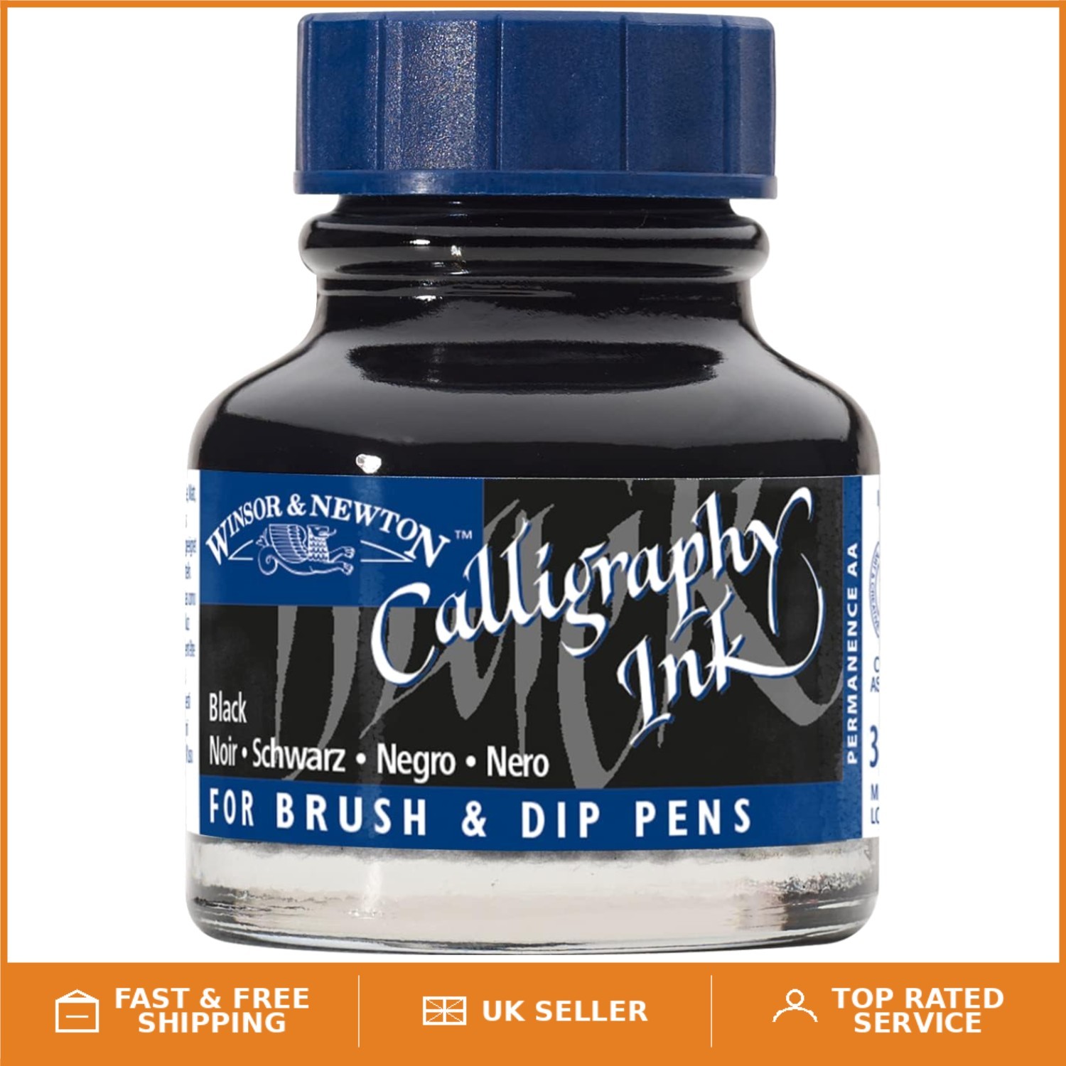 Winsor & Newton Calligraphy Ink Pigment 30ml Black For Dip Pen Fountain Pen - Image 6