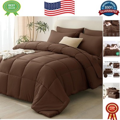 Cozylux 7-Piece King Size Comforter Set in Brown - Perfect Gift for Any Occasion