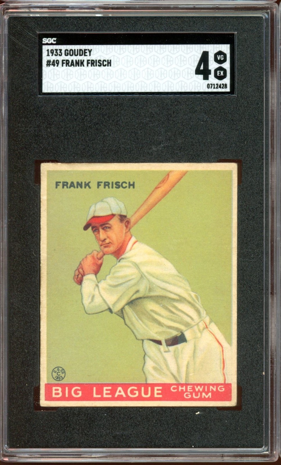 1933 Goudey Baseball #49 Frank Frisch SGC 4