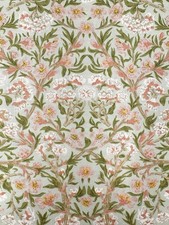 Morris Blossom fabric cotton floral art nouveau William Morris peach green