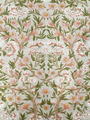 Morris Blossom fabric cotton floral art nouveau William Morris peach green