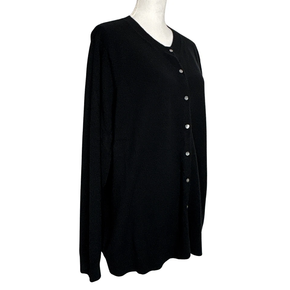 Lands End Cardigan Sweater Womens Plus 3X 24W-26W Black 100% Cashmere Button Up - Image 2 of 4