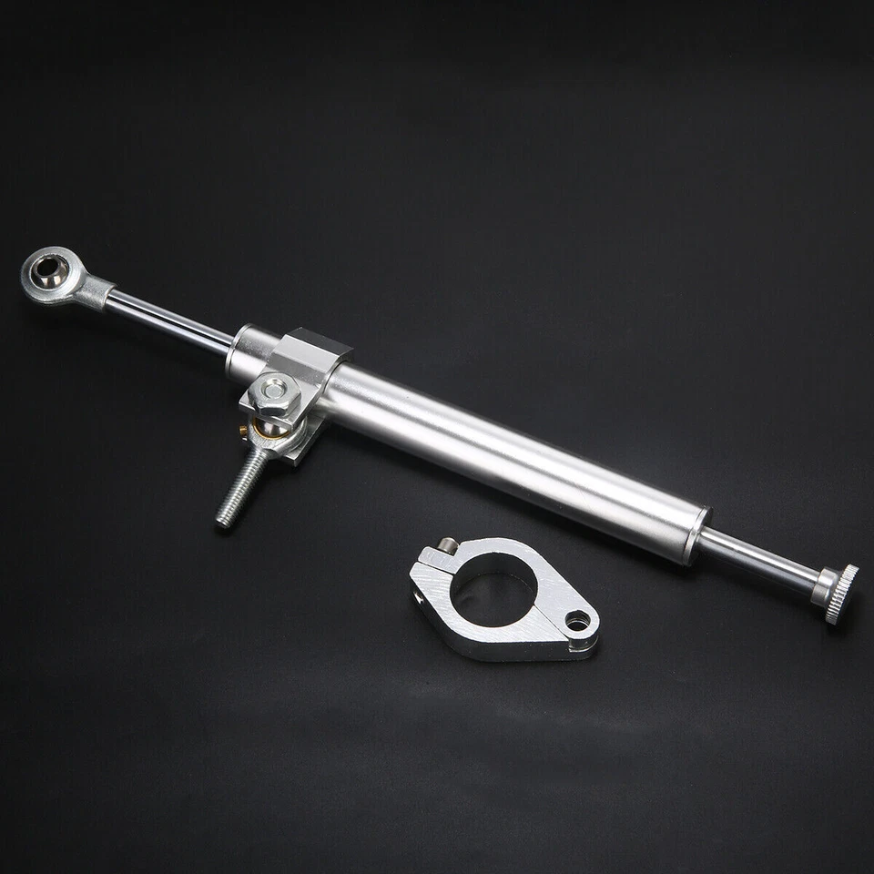 Amortiguador de dirección estabilizador de horquilla plateado 330 mm para Honda Kawasaki Yamaha Aprilia Foto 3 de 4