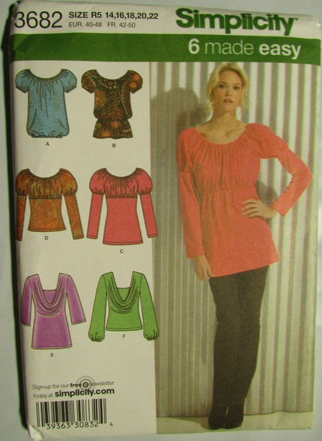 Simplicity Pattern 3682 Size H5 6 14 Misses Knit Tunic Tops For Sale Online Ebay