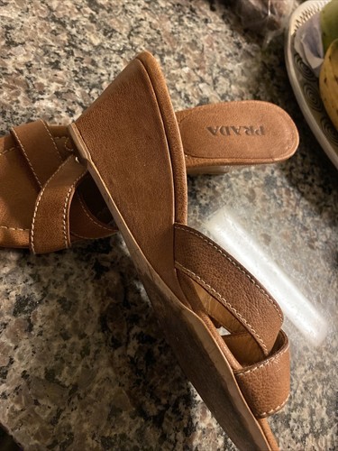 Prada slides Caramel thong wedge-Straw Raffia platform Women shoes size 37