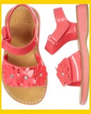 NWT Infants 3 Gymboree ALOHA SUNSHINE Coral Faux Patent Leather SANDALS Gems