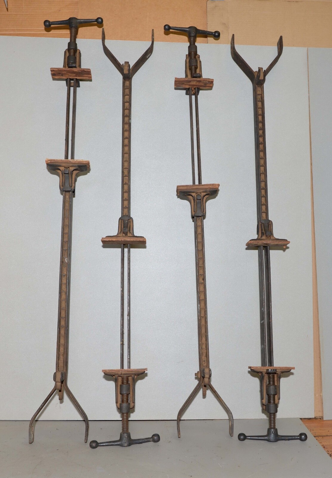 4 antique bar clamps woodworking bench glue up tool collectible cast