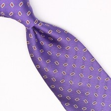 John G Hardy Mens Silk Necktie Purple Silver Red Rectangle Weave Woven Tie Italy