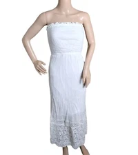 Umgee Dress Woman's Small White Cottagecore Prairiecore Farmcore Peasant Crochet