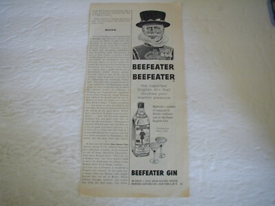 1964 BEEFEATER, GOLDEN AWARD OXFORD STRIPES WALL ART 8X11 VINTAGE PRINT AD L038