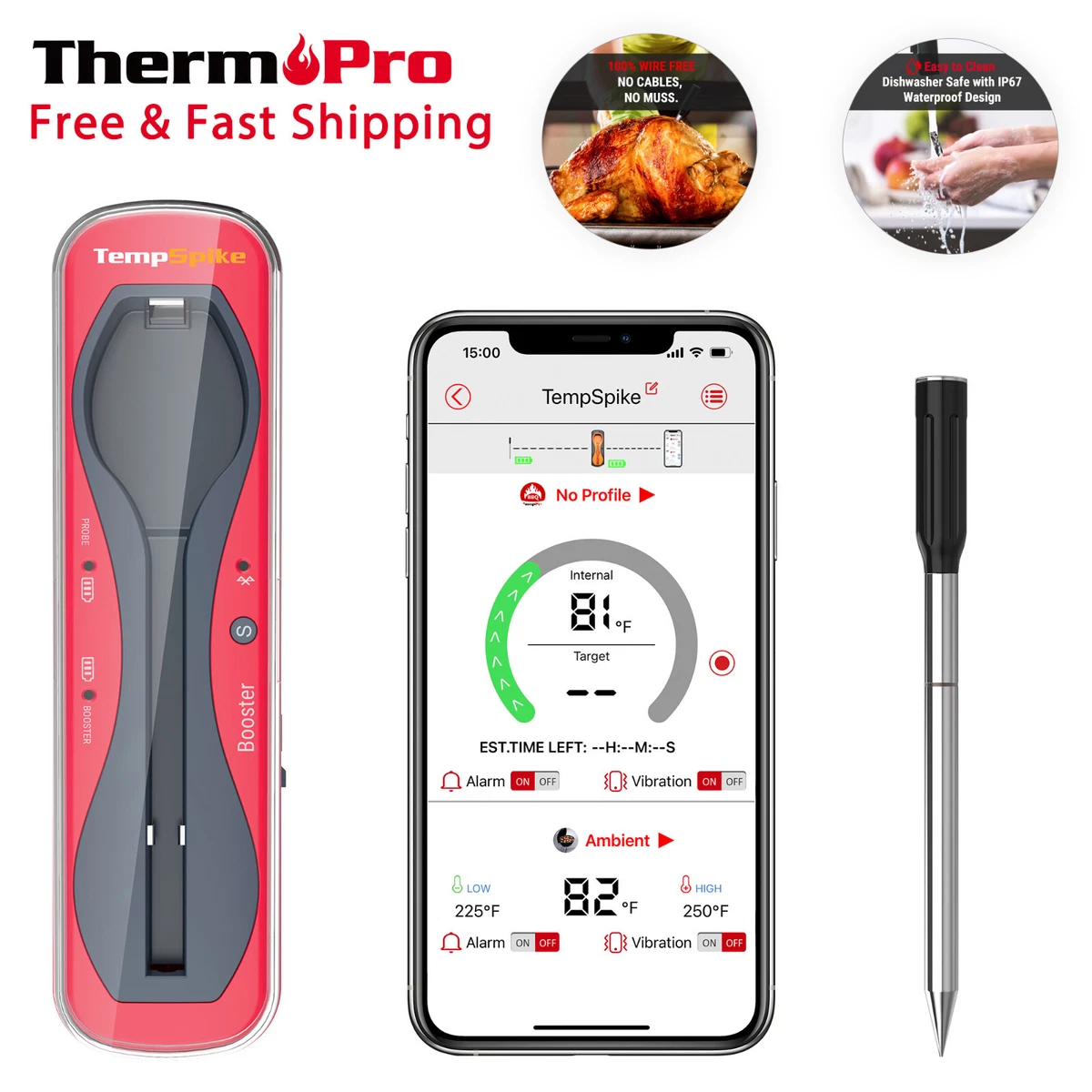 ThermoPro Bluetooth Meat Thermometer with 500FT Wireless Range 4