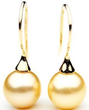 12mm Cultured Golden South Sea Bridal Pearl Earrings​ Pacific Pearls Easter Gift