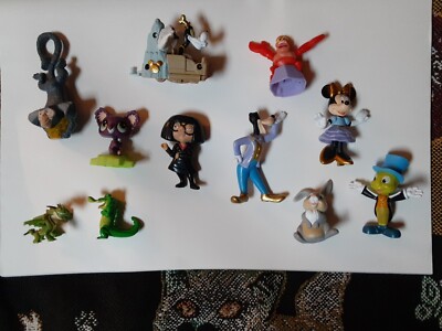 Lot 11 Vintage Figures Some Cake Toppers Disney & Others Minnie Goofy Jiminy Etc