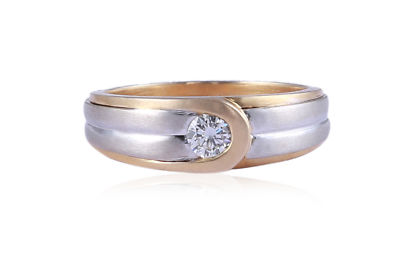1/4 Carats F/VS1 Round Brilliant Cut Diamond Men's Anniversary Ring In 14K Gold