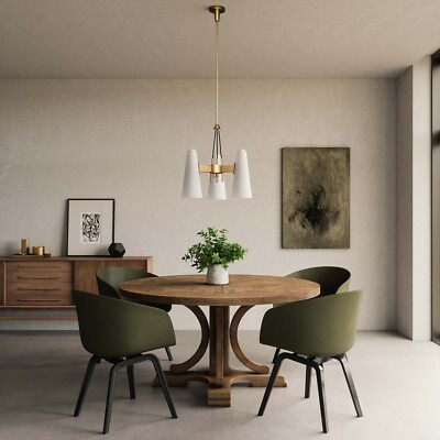 Modway Beacon 3-Light Pendant Light in Opal Satin Brass