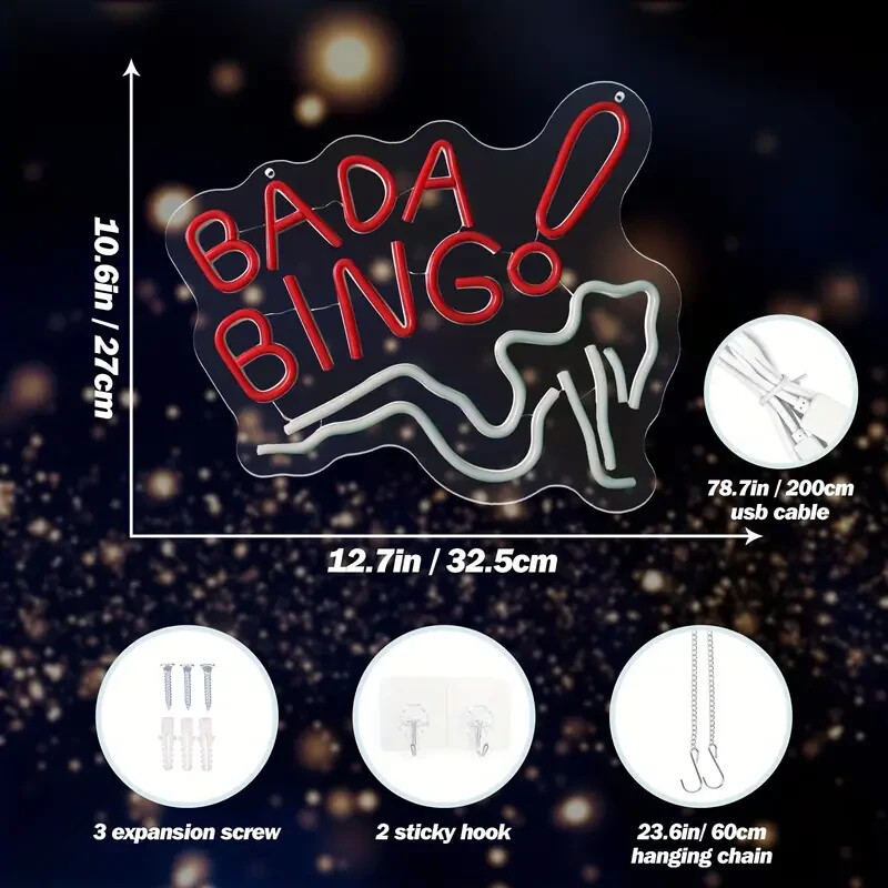 BADA BING Girl Display Open Game Room Bistro Vintage Neon Sign