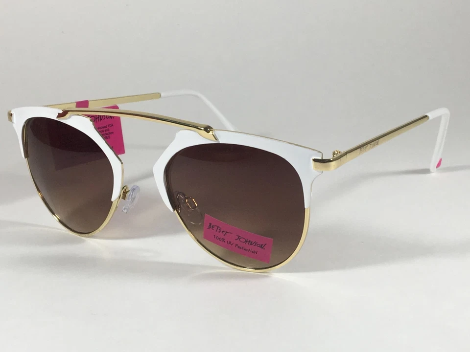 Gafas de sol para mujer Betsey Johnson cejas doradas blancas marrones degradadas retro BJ475114 Foto 4 de 4