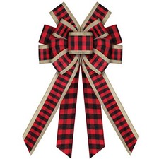 Christmas Bow Large Buffalo Plaid Bow Christmas Wreath Bow Xmas Checkered Bow...