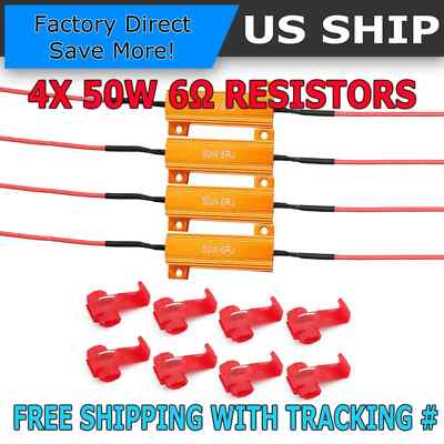 4pcs Load Resistor 50W 6RJ 6ohm LED Decoder FIX Hyper Flash Turn Signal Blinker 
