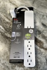 GE Pro 6-Outlet Surge Protector, 2 Ft Extension Cord, 620 Joules, Power Strip