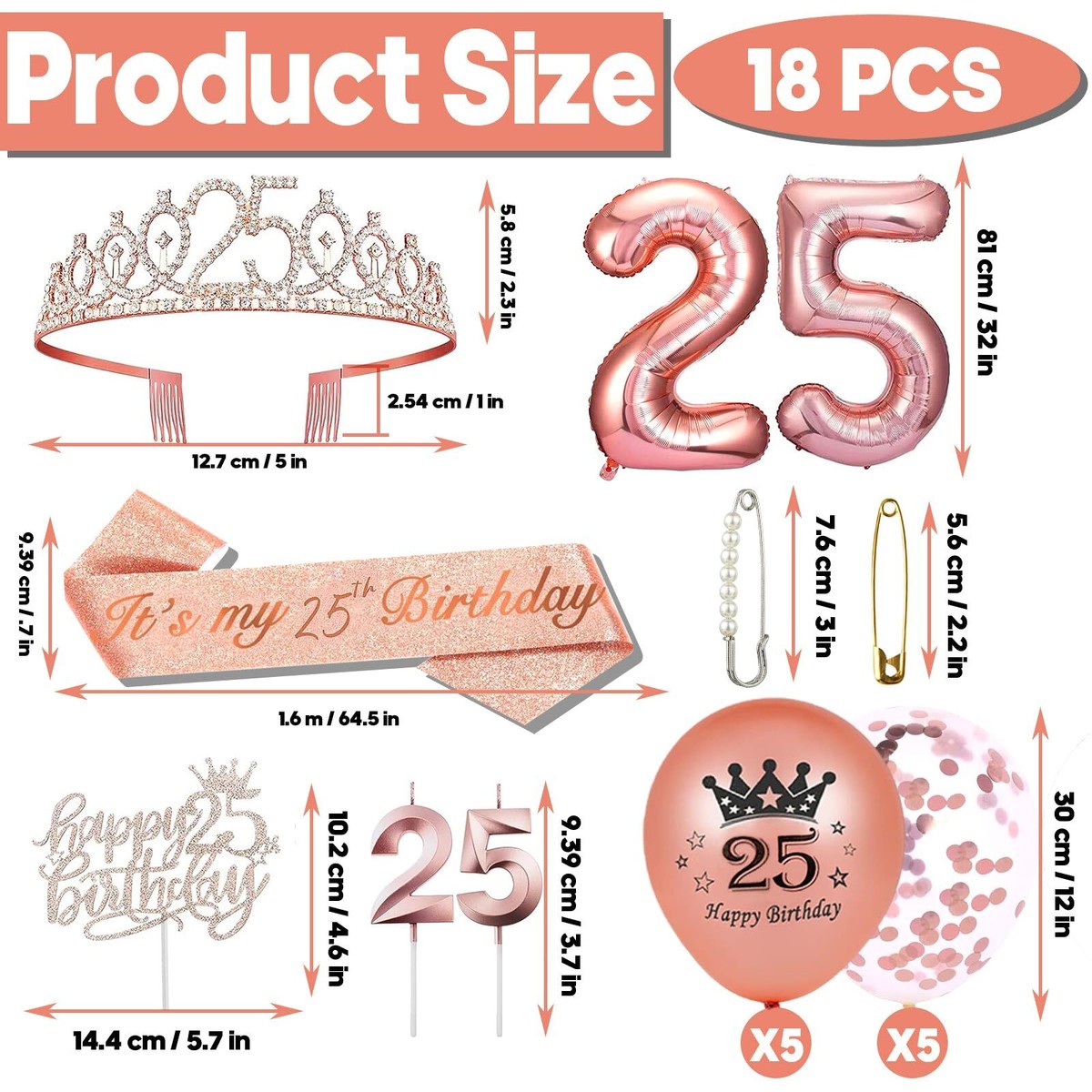 CIEHER Birthday Crown + Sash + Pearl Pin Set - Birthday Gifts & Decorations For Women, Alloy Jewelry 2 thumbnail image