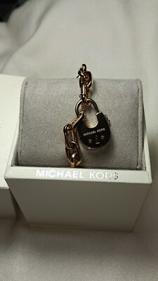 Michael Kors Gold Tone Link Chain Bracelet Padlock Lock