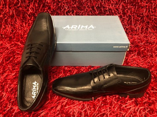 Chaussures De Ville Homme Arima En Cuir Noir - Taille 45, Bout Carré, Neuf Avec Boîte