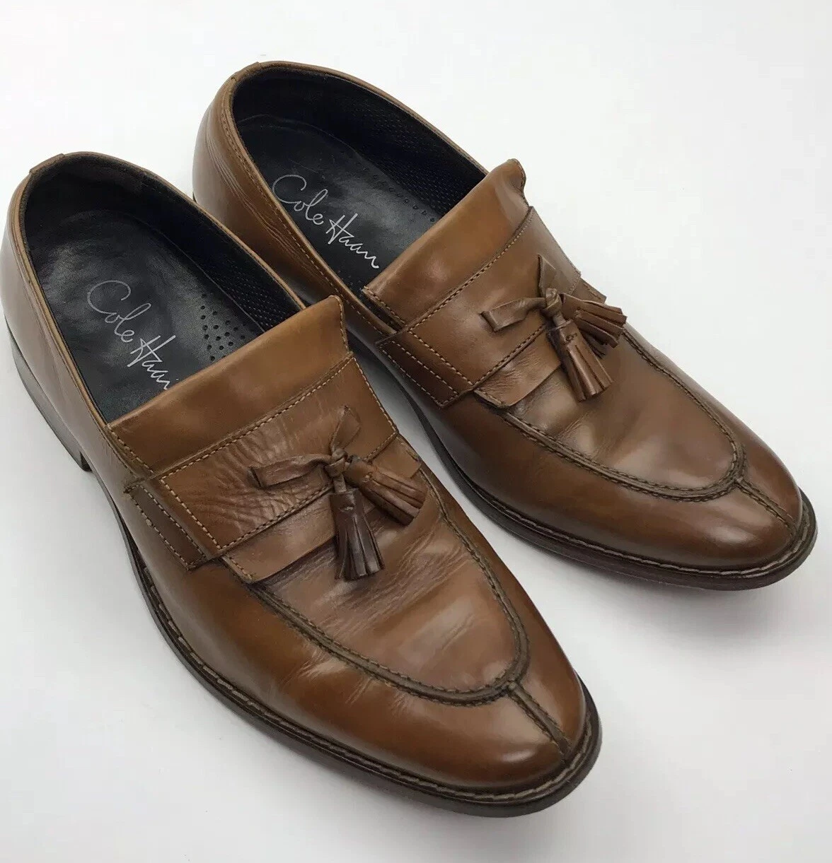 NIKE Mocassini Cole Haan in pelle marrone Hamilton Grand Venetian con nappa da uomo US 9 5 M