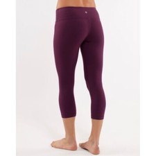 Lululemon Wunder Under Crop Plum Leggings Yoga Pants Athletic Purple Size 6