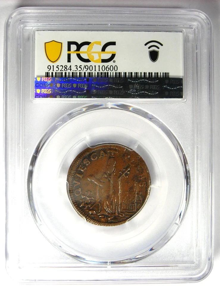 1670 New Jersey St Patrick Farthing Colonial Coin 1/4P - PCGS VF35 - $2000 Value - Image 3 of 4