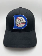 Flexfit Hat S/M Yupoong Unknown Baseball Logo Hat Navy Blue. GR10