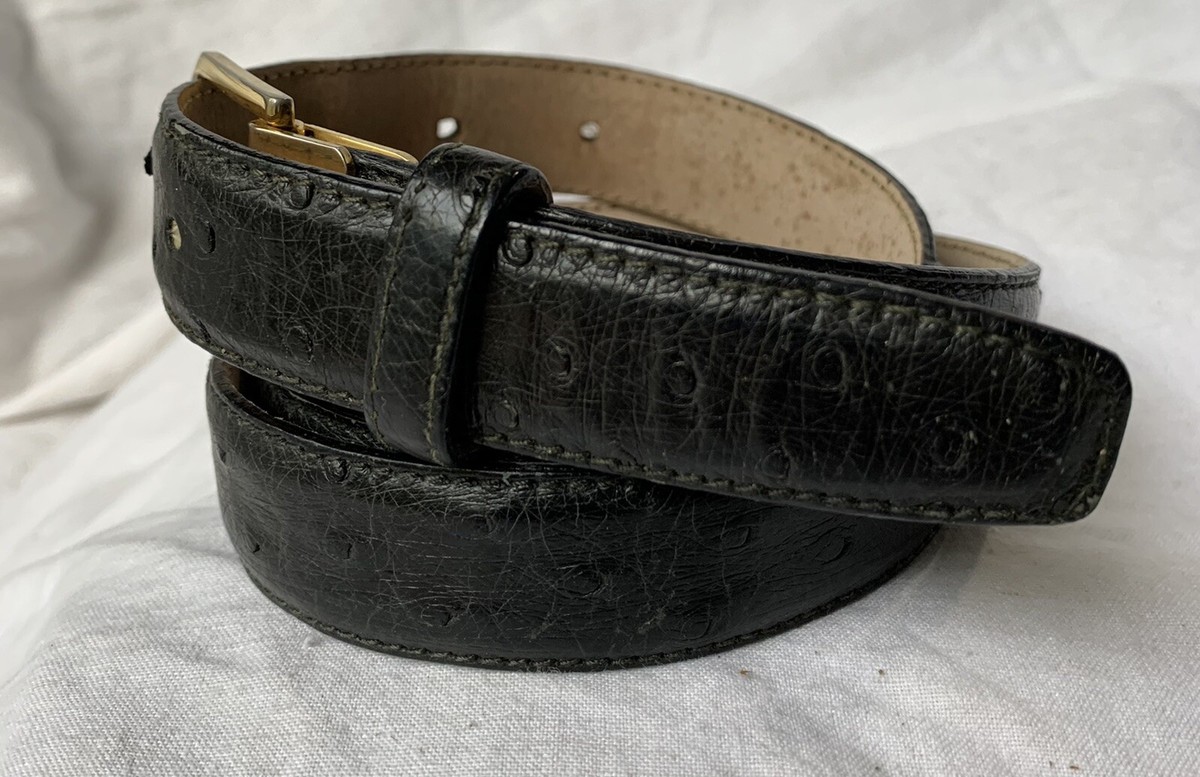 Stunning vintage BALLY genuine black ostrich belt 36 large 