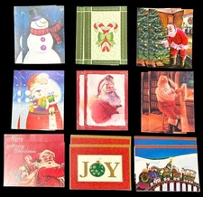 LOT OF 18 Assorted CHRISTMAS Cards + Envelopes, Santa Claus Snowman Candy Train