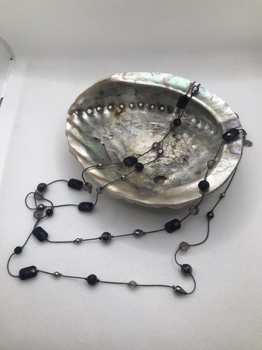 Accessorize Collana Lunghezza Flapper Perline Tono Peltro Nero Argento Perle Perle - Foto 9 di 11