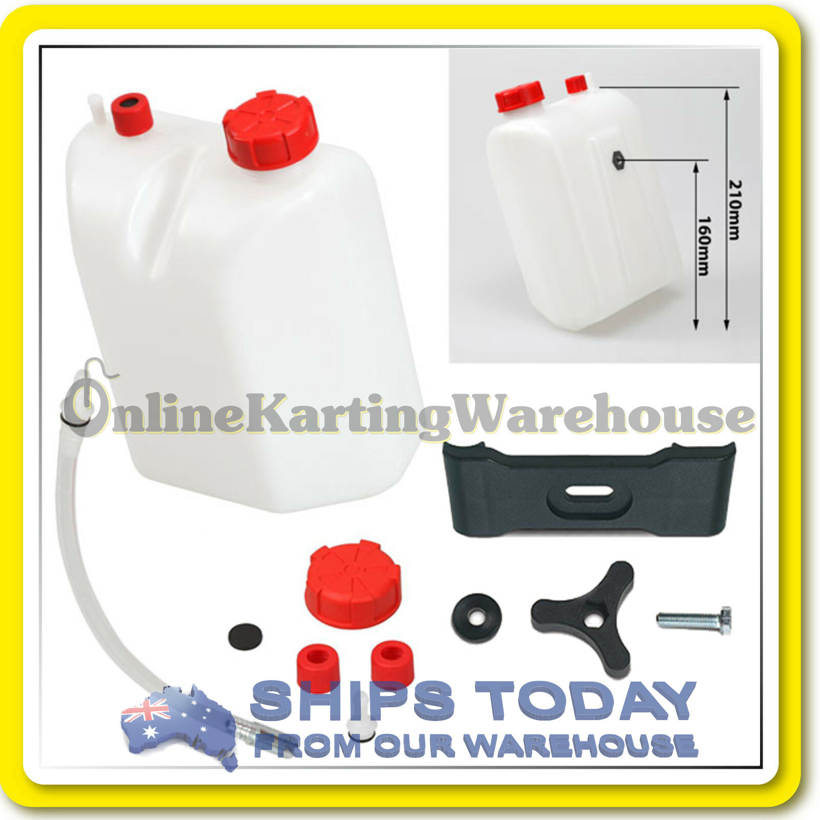 GO KART FUEL TANK 3 LITRE FLAT BACK KIT inc Mount, Fuel Line and Fuel