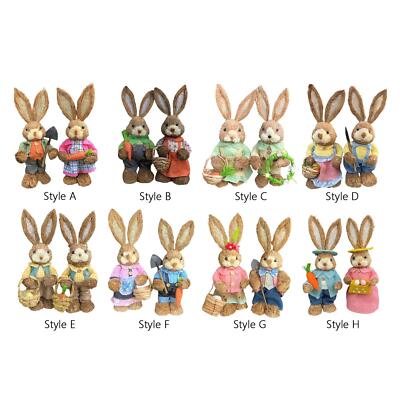 Cartoon 2 Stück Stroh Osterhase Handarbeit 35 cm Ornamente für Wohnzimmer,