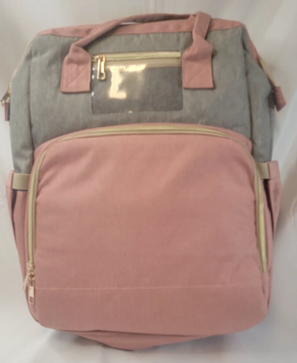 Diaper Bag Backpack Large Baby Changing Bag w/Foldable Crib