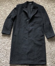 Andrew Fezza 42R Black Cashmere Blend Long Men's Overcoat Peacoat