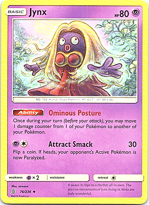 Jynx 76/236 Pokemon Unified Minds Regular Light Play