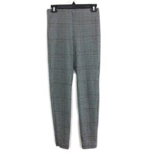 MNG Basics Womens Casual Pull On Dress Pants Black White Check Pattern Sz Small