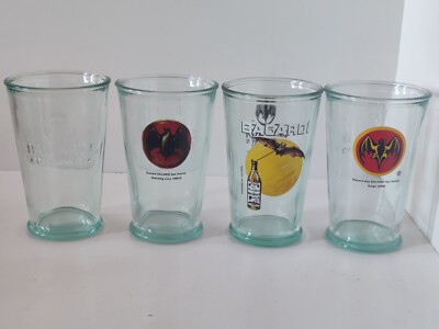 Set of 4 35cl Aquamarine Tinted Bacardi Various Logo Mojito Drinking Glasses