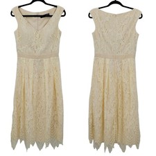 Little Mistress Vanilla Lace Midi Dress Sz 8 Tall Feminine Bridal Party Cocktail
