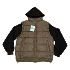 SEVENTY SEVEN Puffer Vest Jacket Men’s Size 5XL Olive & Black Removable Hood NWT