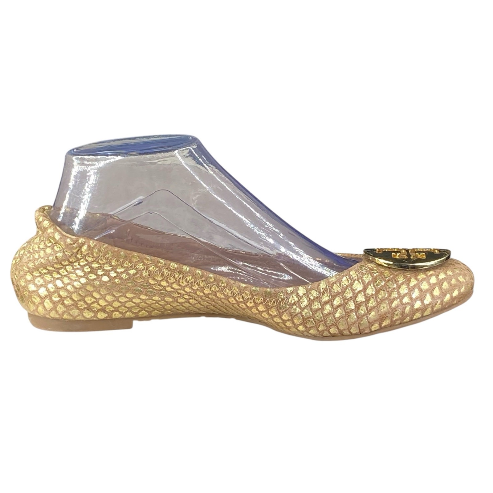 Tory Burch Women’s Gold Python Embossed Ballet Fl… - image 4