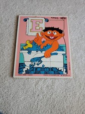 Playskool Sesame Street Bert Ernie Wood Puzzle 1976 Vintage