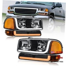 LED DRL Headlights Assembly fit Amber Reflector Black Housing w/ LED DRL