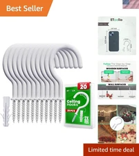 Stylish 2.9 Inch J-Shape Ceiling Hooks - 20 Pcs Set for Home Organization