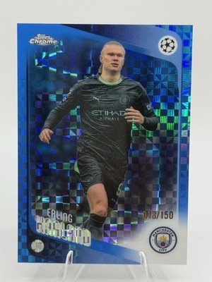 2025-26 TOPPS CHROME UCC ERLING HAALAND #181 BLUE X-Fractor REFRACTOR  #'d /150